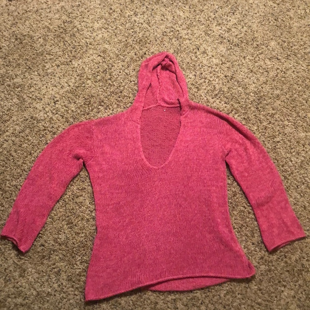 Comfortable hooded open knit sweater